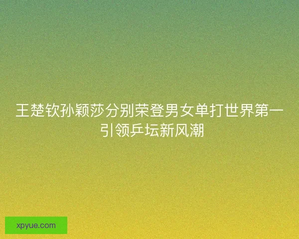 王楚钦孙颖莎分别荣登男女单打世界第一 引领乒坛新风潮